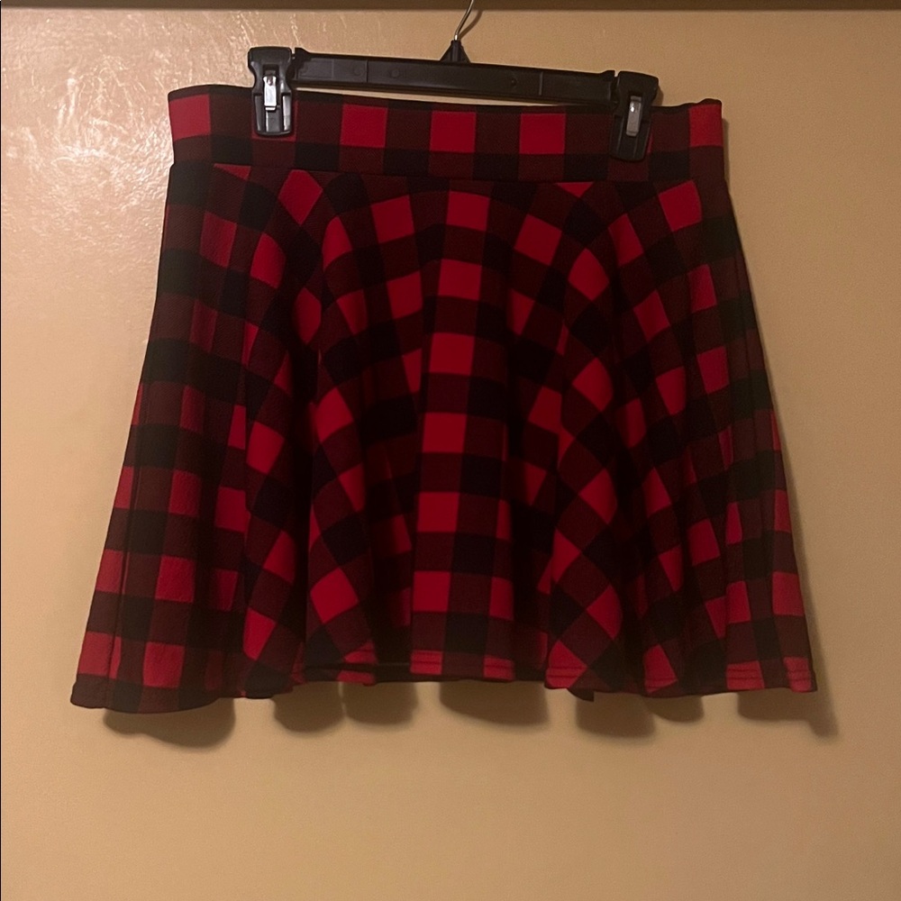 Red and Black Plaid Skater Skirt